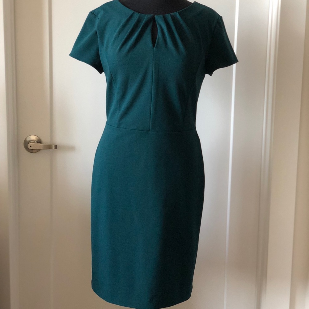 deep jade banana republic fitted dress